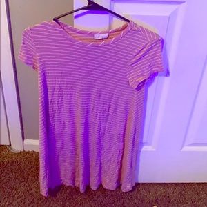 A light pink and white striped dress